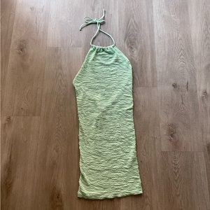 bond-eye imogen mint green tiger crinkle halter mini dress swimwear cover up new